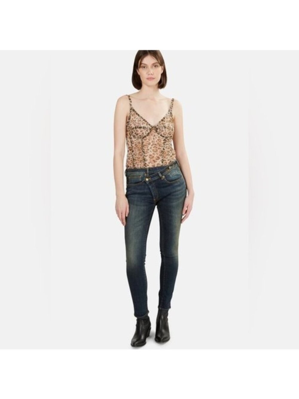 R13 X-Over Jeans Low Rise Jeans in Vintage Dark Wash Size 25